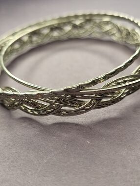 Silver Braided Bangle Bracelet